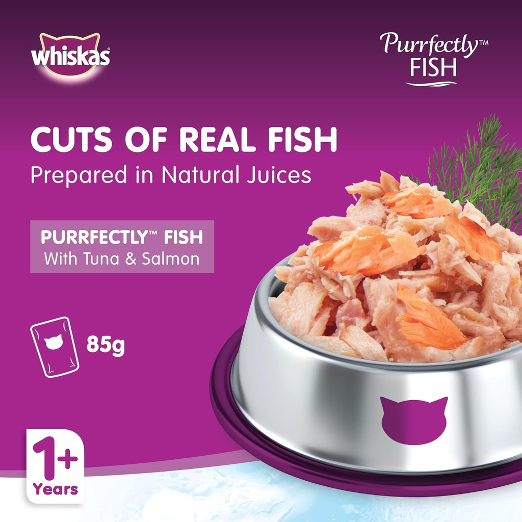 Whiskas Purrfectly Tuna and Salmon Cat Wet Food - 24 x 85g_1