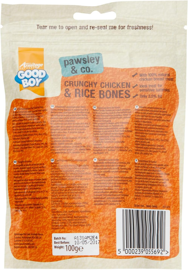 Armitage Crunchy Chicken & Rice Bones - 100g