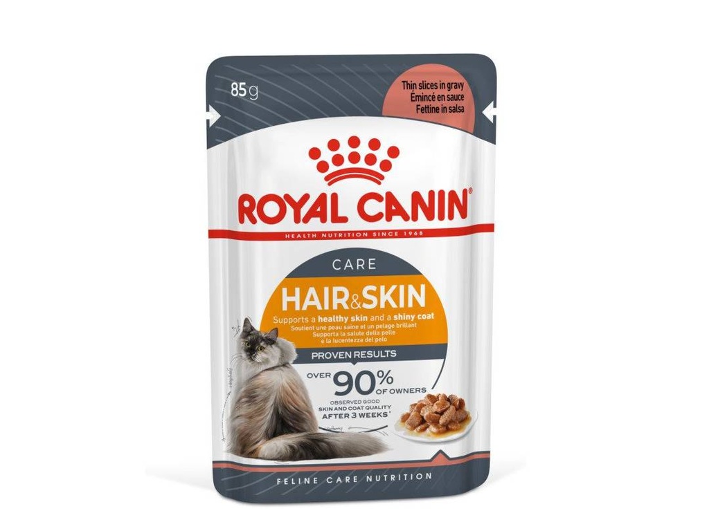 Royal Canin Feline Care Nutrition Hair & Skin Gravy Intense Beauty Wet Food Pouches - 85g
