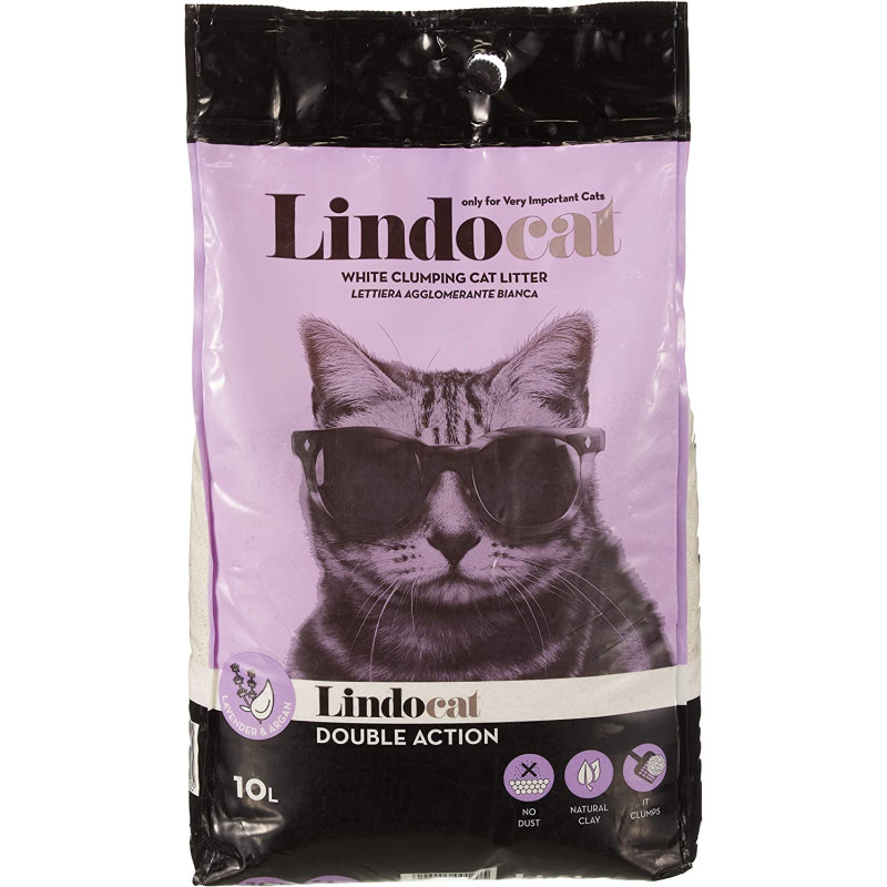 LindoCat البنتونيت الأبيض مع العمل المزدوج - 10 لتر (لافندر)
