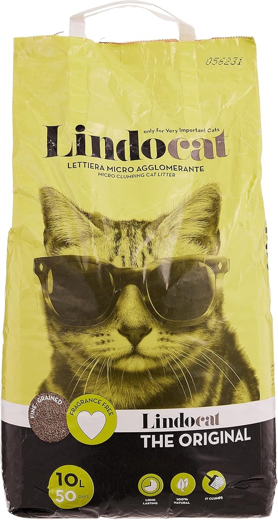 LindoCat البنتونيت الطبيعي الأصلي - 10 لتر (بدون رائحة)