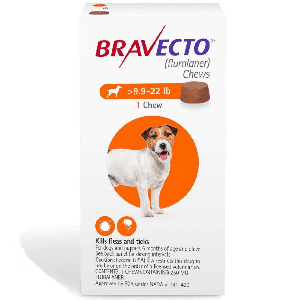 Bravecto 250mg Flea & Tick Chewable Tablets for Dogs (4.5-10kg)
