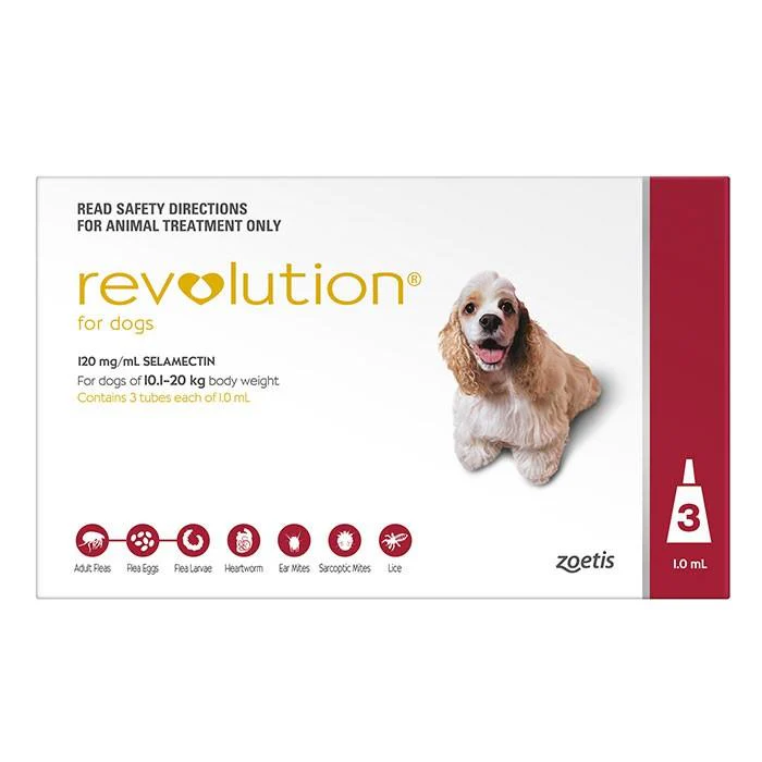 Revolution 12% Selamectin Spot On Insect Infection Treatment for Dogs - 3 x 1mL