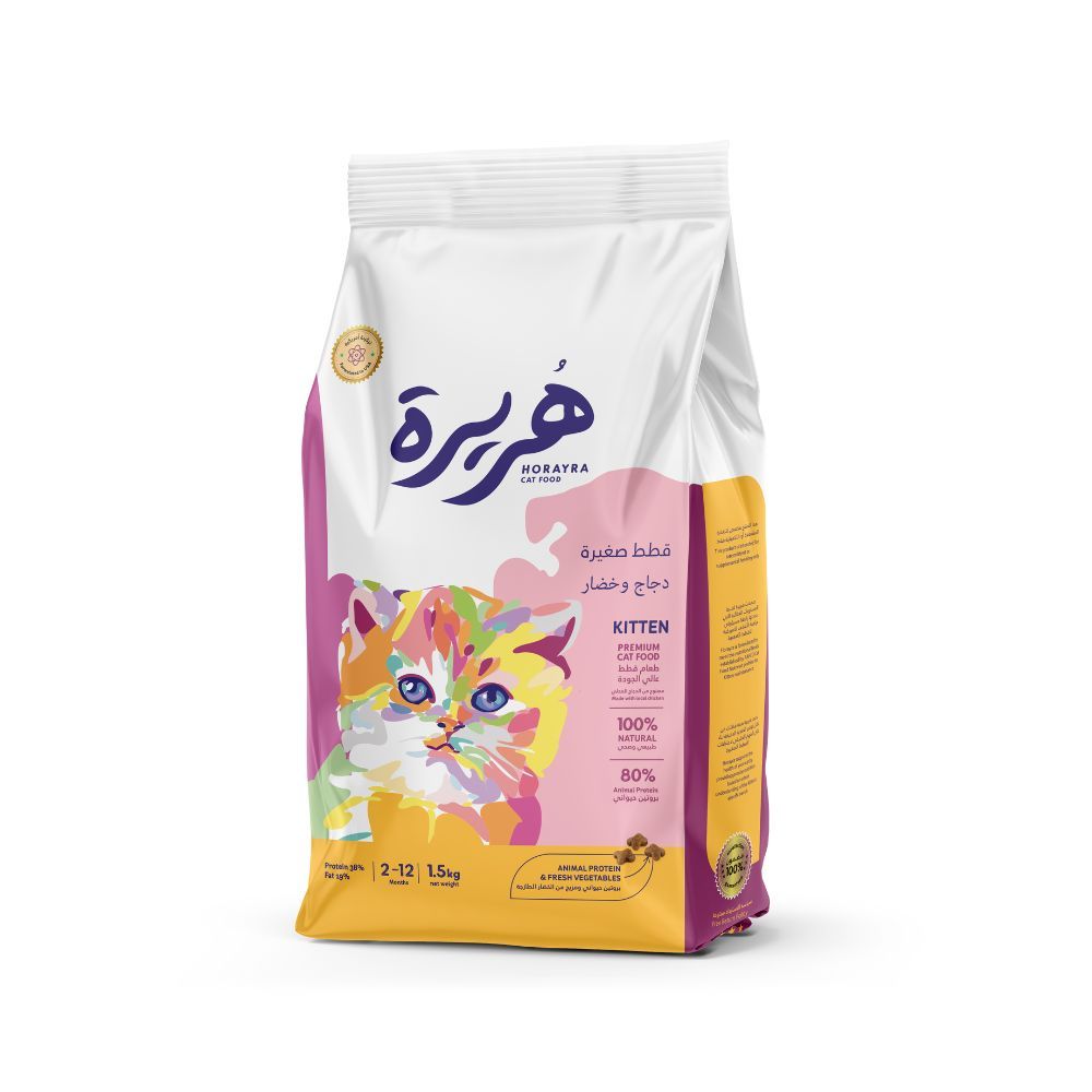 هورايرا طعام قطط صغيرة بالدجاج والخضروات - 1.5 كجم