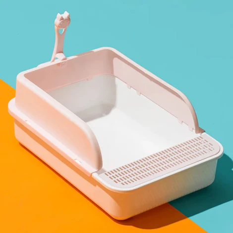 Litter Box with Shovel - Pink & White