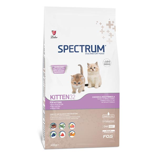 Spectrum: Kitten 32 Kitten Dry Food - 400g | Chicken and Rice