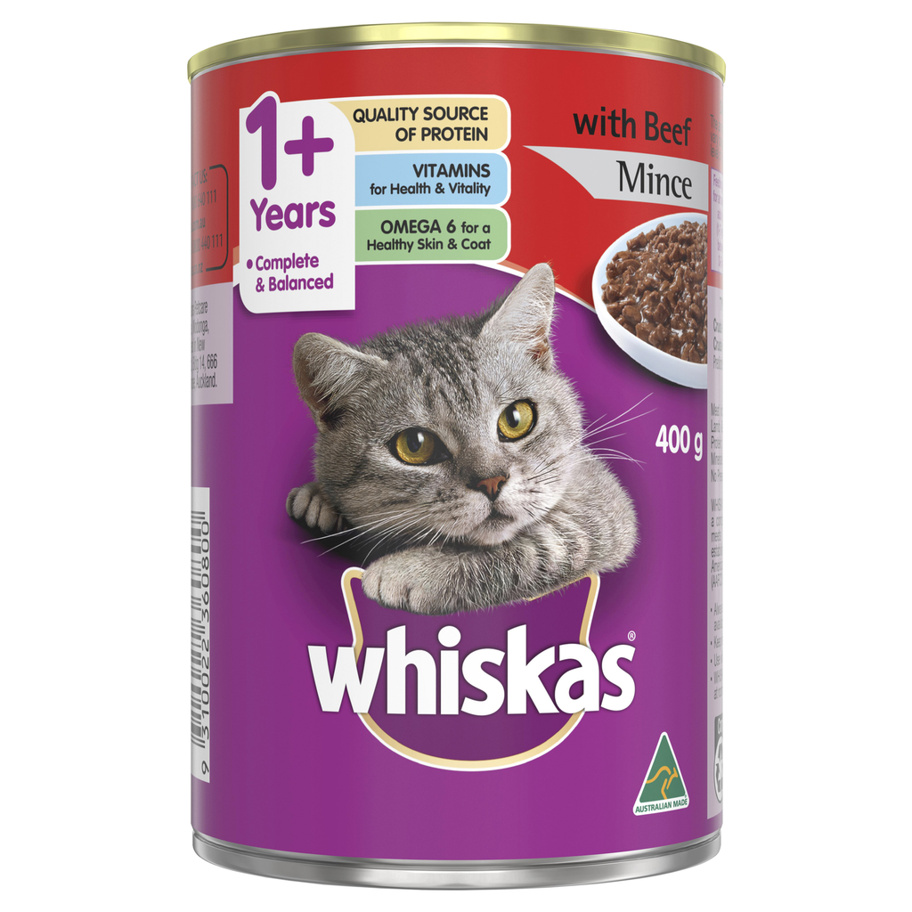 Whiskas Beef Minced Tin Wet Cat Food - 400g