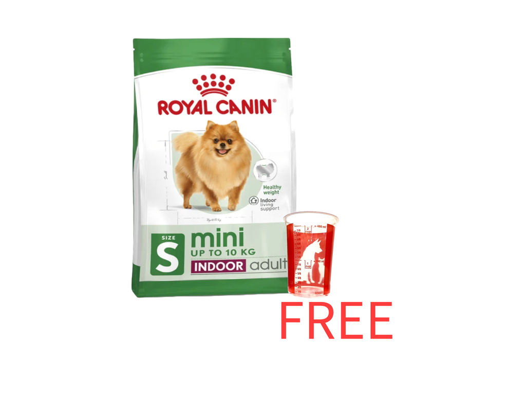 Royal Canin: Size Health Nutrition Mini Indoor Adult 1.5kg bag with Free Royal Canin 480ml Measuring Cup