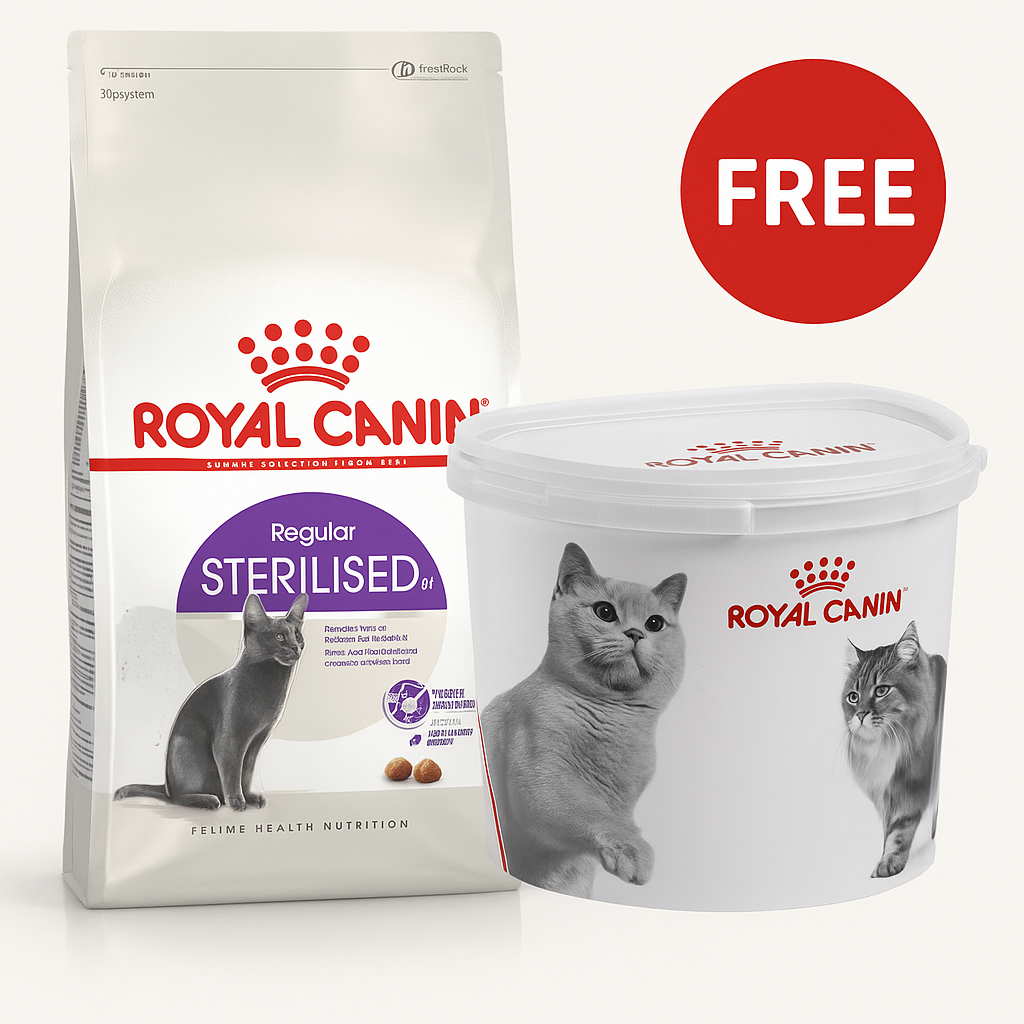 Royal Canin: Feline Health Nutrition Sterilised - 2kg with Free Royal Canin Dry Cat Food Container - 2Kg
