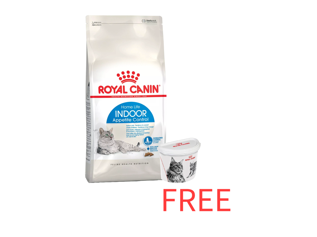 Royal Canin: Feline Health Nutrition Indoor Appetite Control - 2kg with Free Royal Canin Dry Cat Food Container - 2Kg