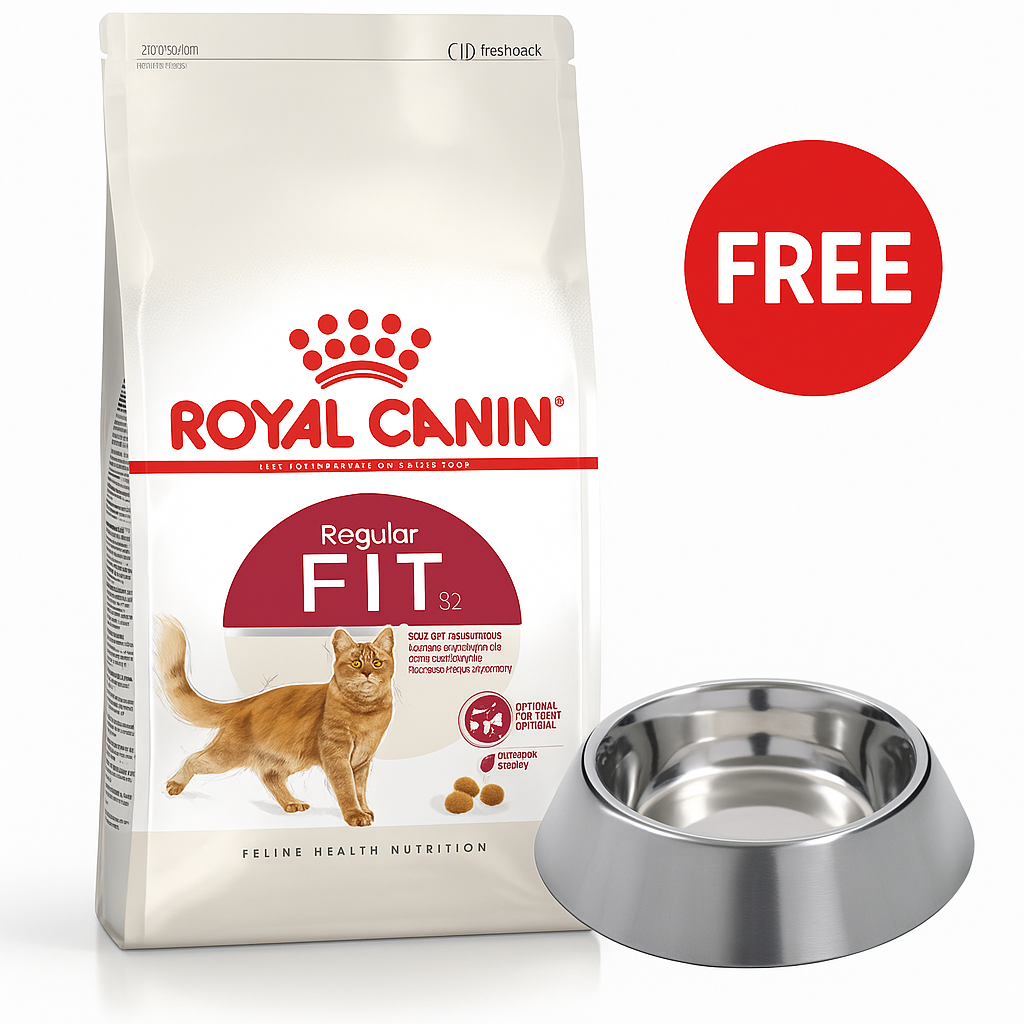 Royal Canin: Feline Health Nutrition Fit 32 - 4kg with Free Royal Canin Stainless Steel Bowl For Cats - 340ml
