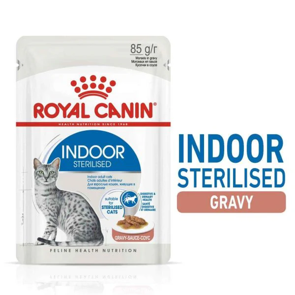 Royal Canin: Feline Health Nutrition Indoor Sterilised Wet Food in Gravy Pouches - 85g