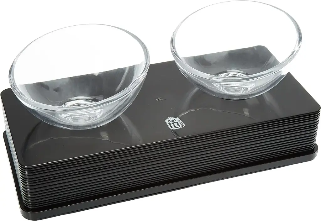 Catit Dual Glass Bowl - Black