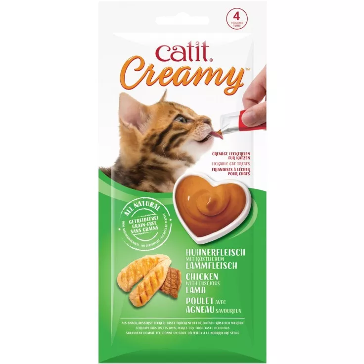 Catit: Creamy Lickable Treats - 4 Tubes x 10g | Chicken & Lamb