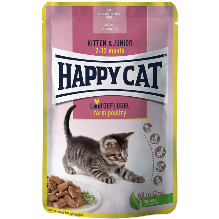 Happy Cat Meat in Sauce Kitten & Junior Poultry Pouch 85g