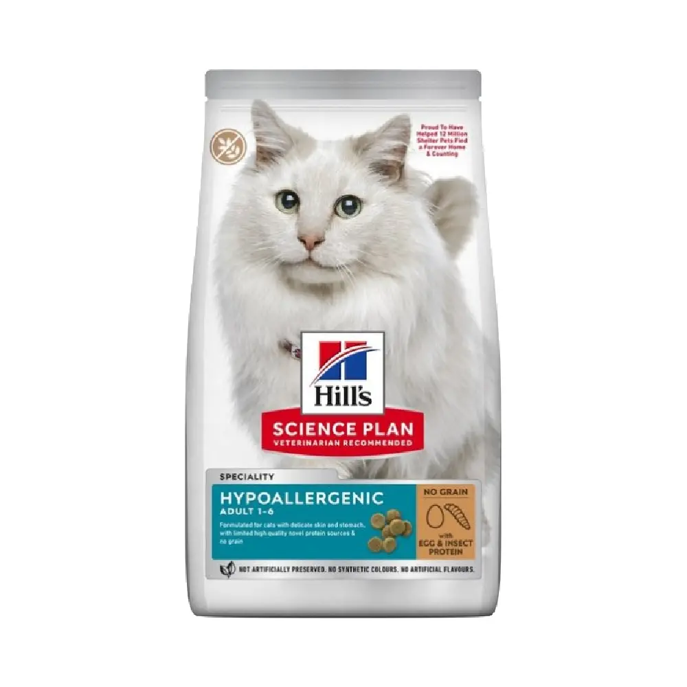 Hill's Science Plan Hypoallergenic Adult Cat Food No Grain Egg & Insect Protein (1.5kg)