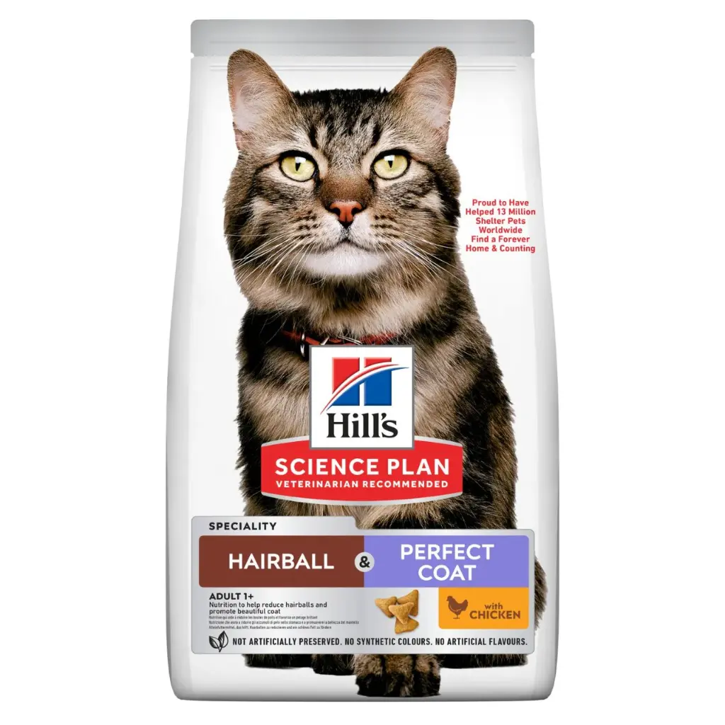 Hill's Science Plan Hairball & Perfect Coat Adult Dry Cat Food with Chicken (3kg)