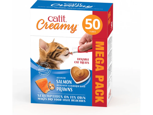 [30138100335] Catit: Creamy Treats Mega Pack Salmon with Prawn - 50 tubes/box