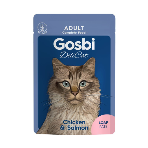 [30138100060] Gosbi: Delicate Adult Cat Treat in Pouch - 70g | Chicken & Salmon Loaf