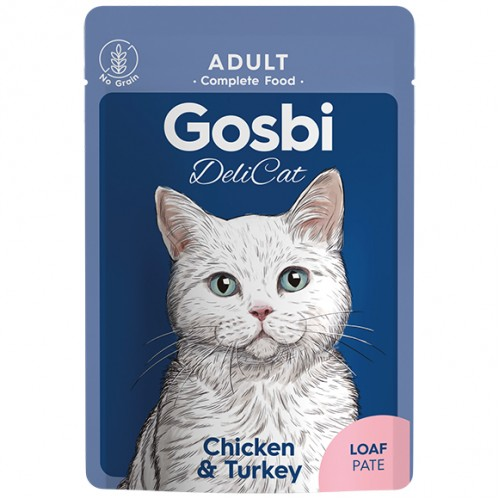 [30138100061] Gosbi: Delicate Adult Cat Treat in Pouch - 70g | Chicken & Turkey Loaf