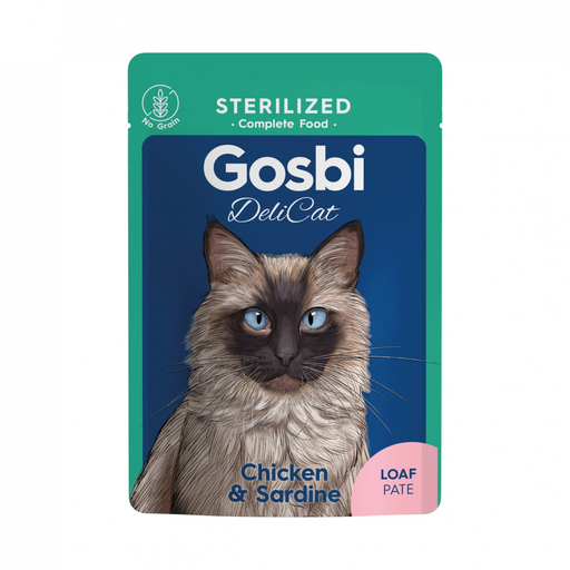 [30138100064] Gosbi: Delicat Adult Cat Sterilized Treat in Pouch - 70g | Chicken & Sardine Loaf