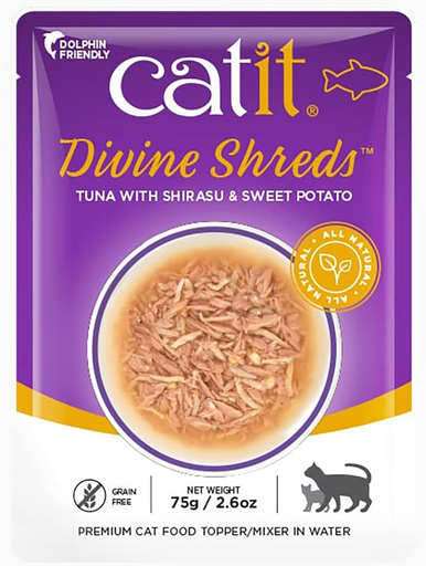 [30138100328] Catit: Divine Shreds Pouch - 75g | Tuna with Shirasu & Sweet Potato