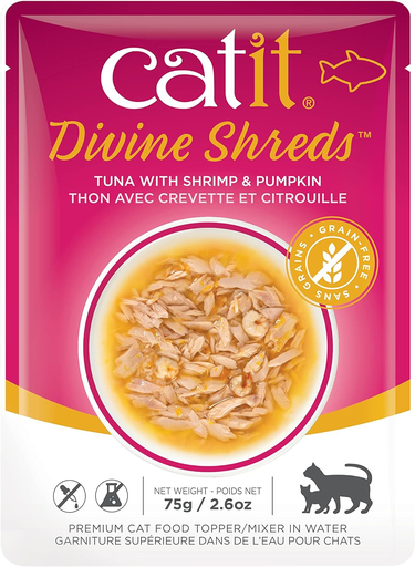 [30138100330] Catit: Divine Shreds Pouch - 75g | Tuna with Prawns & Pumpkin