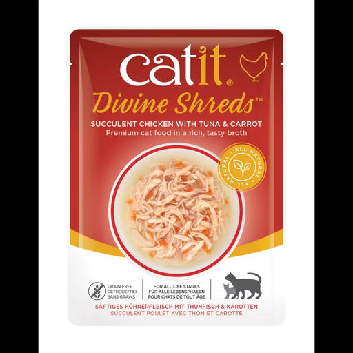 [30138100332] Catit: Divine Shreds Pouch - 75g | Chicken with Tuna & Carrot