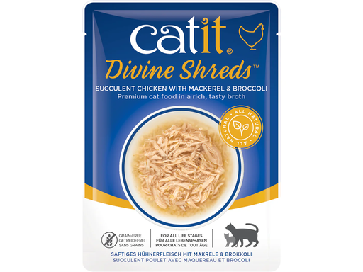 [30138100333] Catit: Divine Shreds Pouch - 75g | Chicken with Mackerel & Broccoli