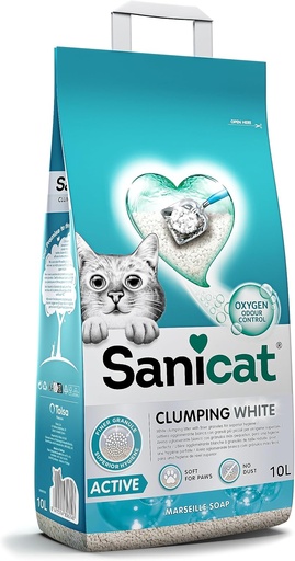 [30138100258] SANICAT Clumping White Active Cat Litter - 10L