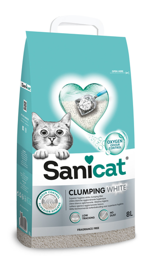 [30138100259] SANICAT: Clumping White Cat Litter - 8L | Unscented
