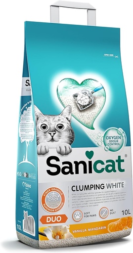 [30138100260] SANICAT Clumping White Duo Cat Litter - 10L
