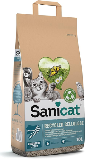 [30138100262] SANICAT Clean & Green Cellulose Cat Litter - 10L