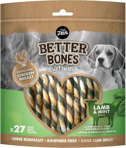[30138100463] Zues: Better Bones Twists - 308g | Lamb & Mint Wrapped