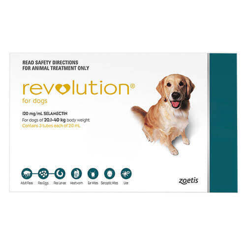 [30138100654] Revolution 12% Selamectin Spot On Insect Infection Treatment for Dogs - 3 x 2mL