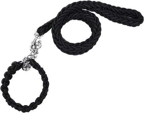 [30138100024] Braided Dog Leash - Large, Black