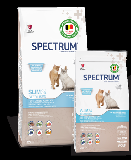 [30138100632] Spectrum: Slim 34 Sterilised Adult Dry Cat Food - 2kg | Salmon and Rice