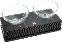 Catit Dual Glass Bowl - Black